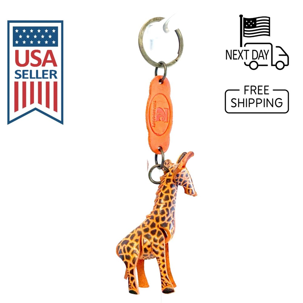 Giraffe Handmade Leather Keyring