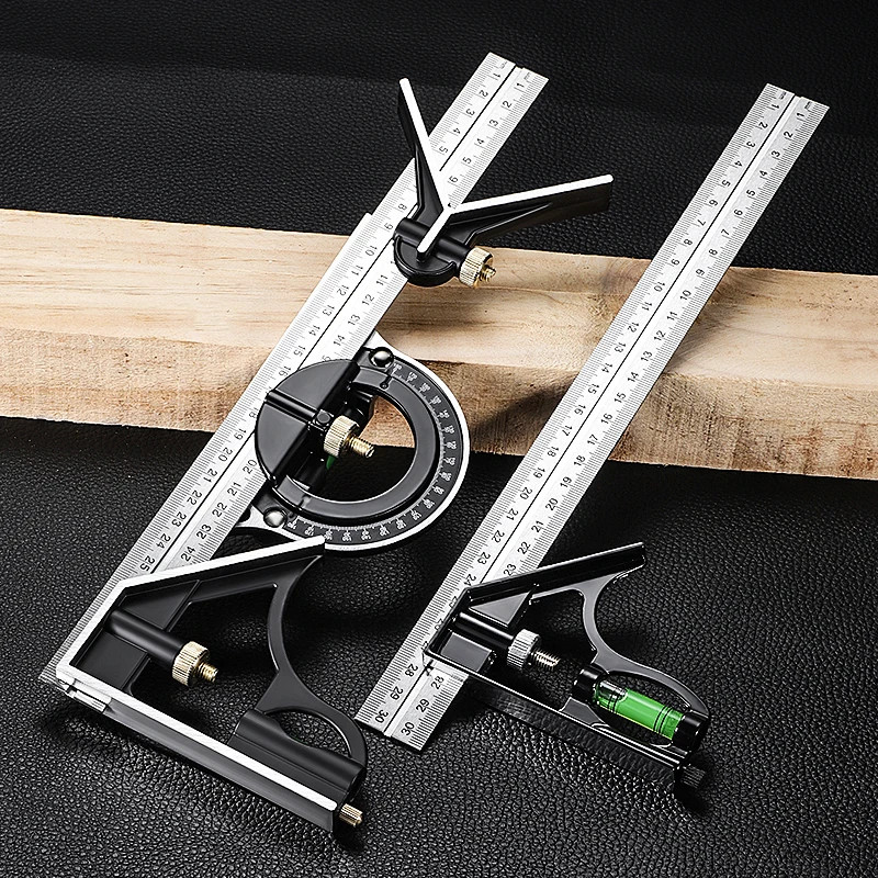 Adjustable Right Angle Ruler and Protractor Combination Measuring Tool
