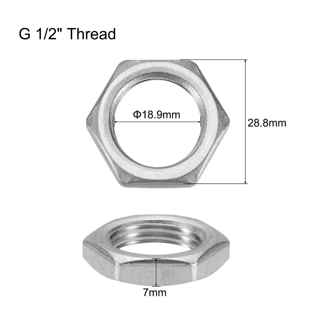 2 Pcs Cast Pipe Fitting Hex Locknut Nut g 1/2" Female Thread (DN15)