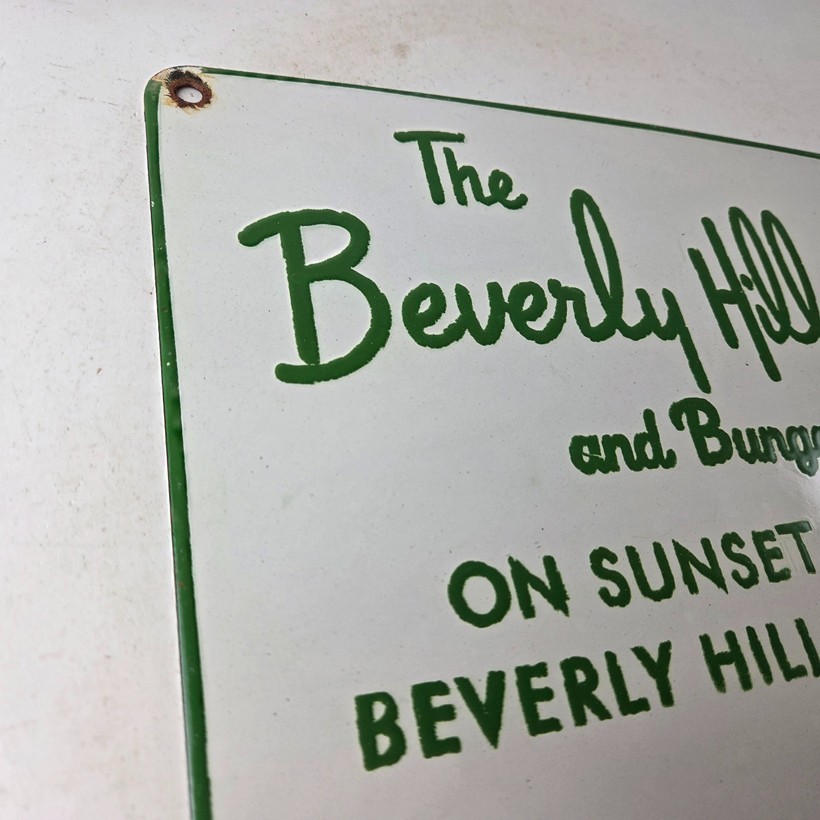 Vintage Beverly Hills Hotel Porcelain Sign - Sunset Boulevard Sign