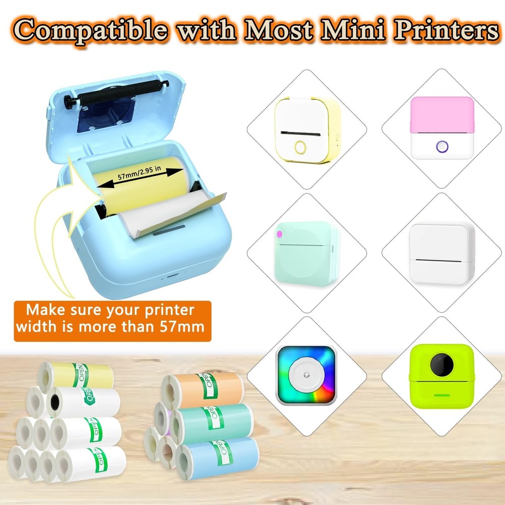 Thermal Sticker Paper - 16 Rolls Mini Printer Paper for Mini Sticker Printer,...