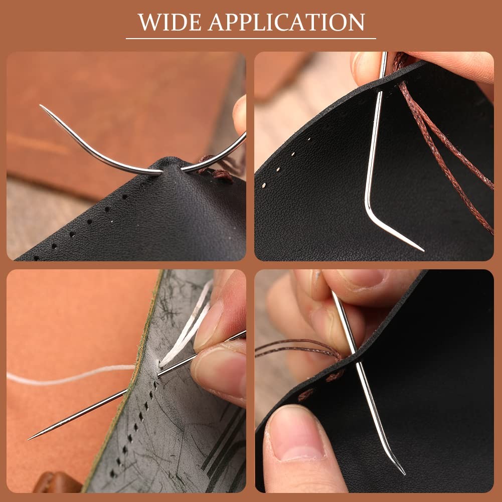 20 Pcs Leather Sewing Needles,Heavy Duty Sewing Needles Kit Include Curved Le...