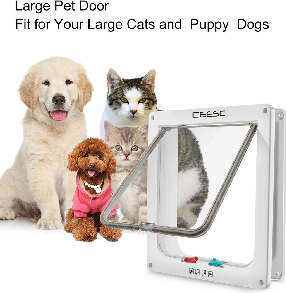 Extra Large Cat Door (Outer Size 11"X9.8"), Weatherproof, White, ABS Material, 4