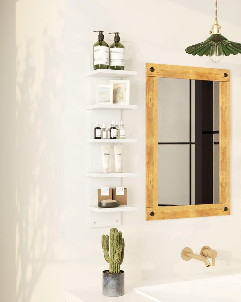 5 Tier Wall Shelf Unit,White Vertical Shelf,Floating Storage Wall Shelf