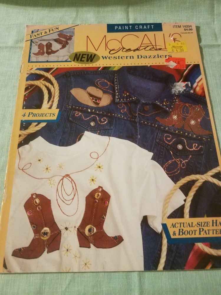 McCall's Creates Western Dazzler Paint Craft Hat,Boot Pattern