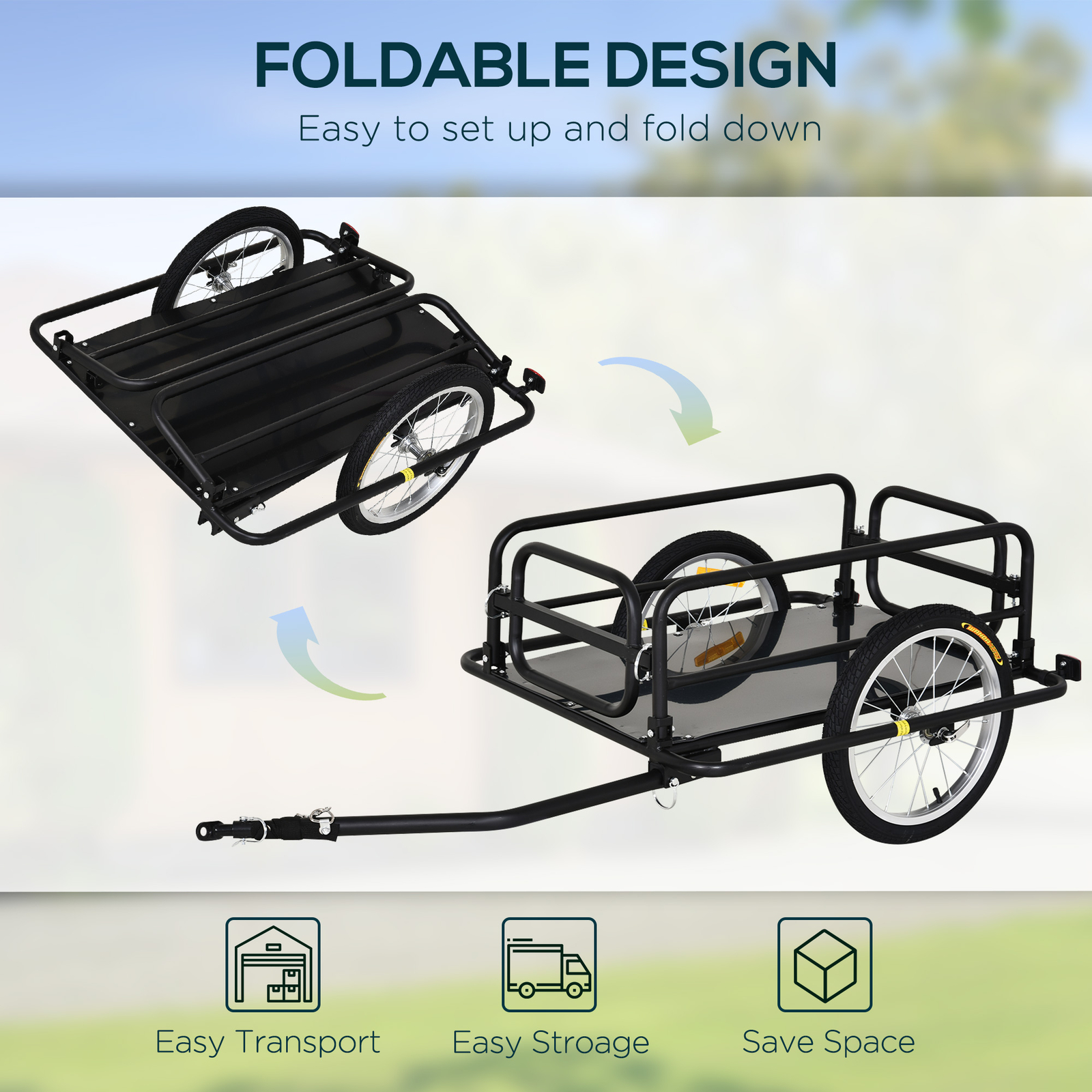 Foldable Steel Frame Bicycle Cargo Trailer Luggage Cart Carrier 88lb Hauler