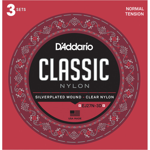 EJ27N 10 Pack D'Addario Classical Guitar Nylon Strings Normal Tension EJ27N-3D