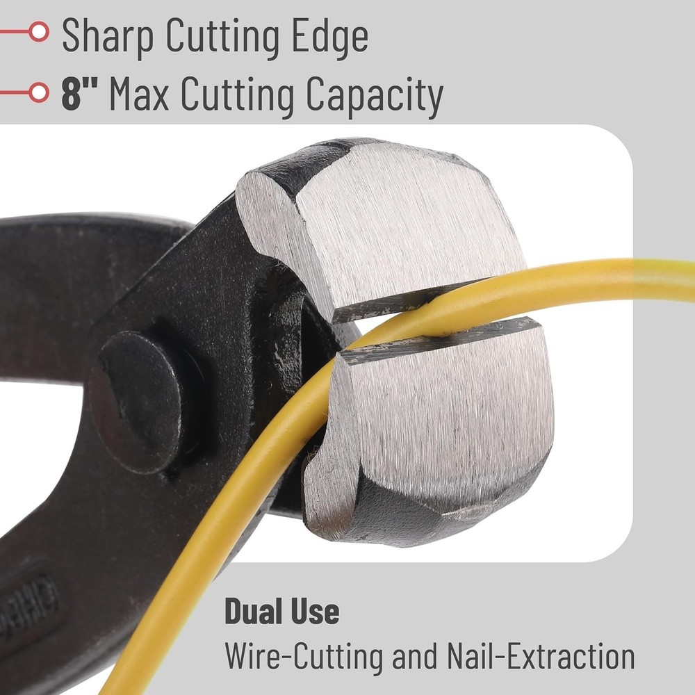 Bates 8-Inch Nail Puller - Durable End Cutting Pliers for Efficient Extraction