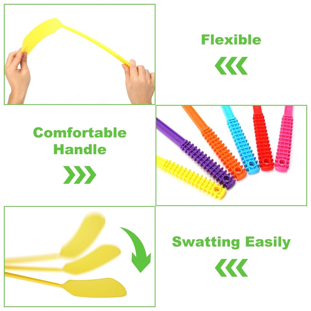 Fly Swatter,Plastic Flyswatters Multi-Pack,6 Bulk Vibrant Colorful Assorted