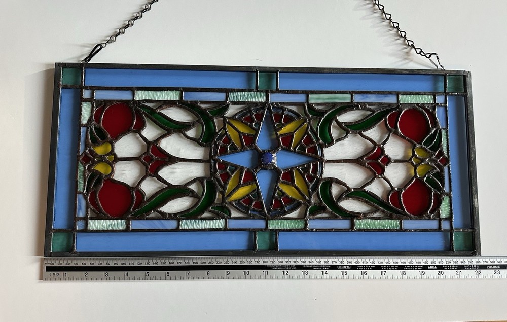 Handcrafted Compass Rose Stained Glass Panel