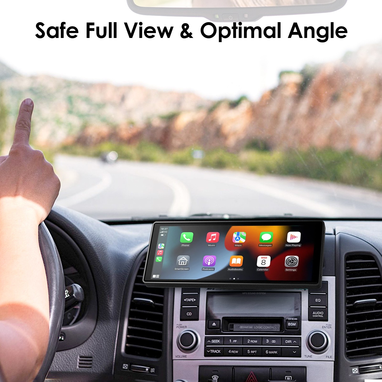 CD Slot Mount for 7-10"CarPlay Screen 360°Rotation Shockproof Car Monitor Holder