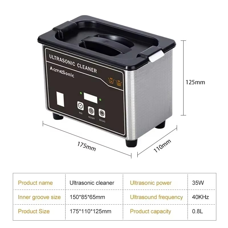 0.8L Ultrasonic Cleaner with Timer Heating Machine Digital Sonic Cleaner