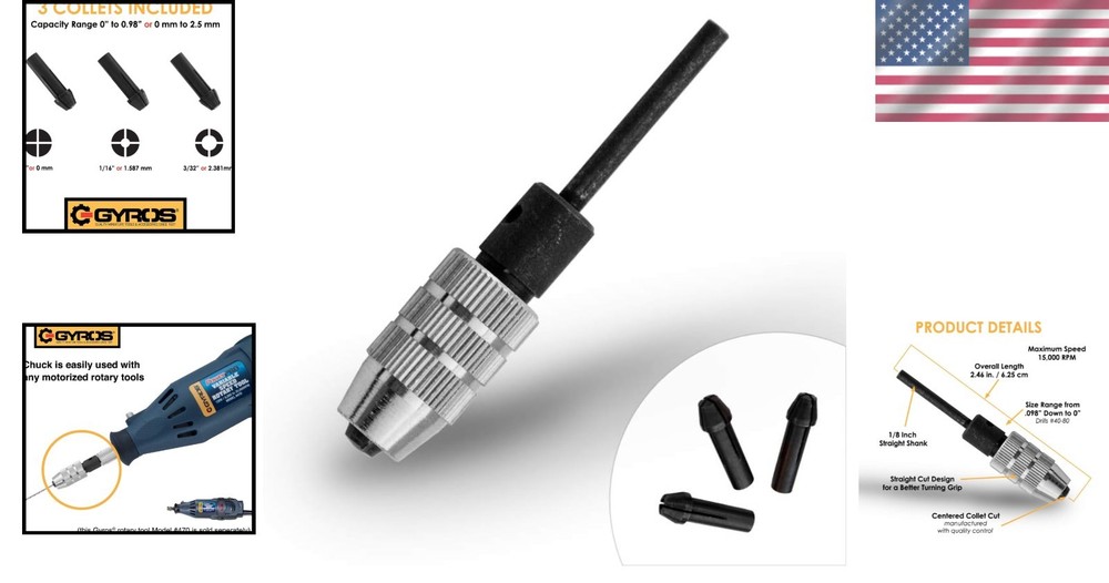 Versatile Micro Drill Chuck with Keyless Design & 3 Collets for Precision Tasks