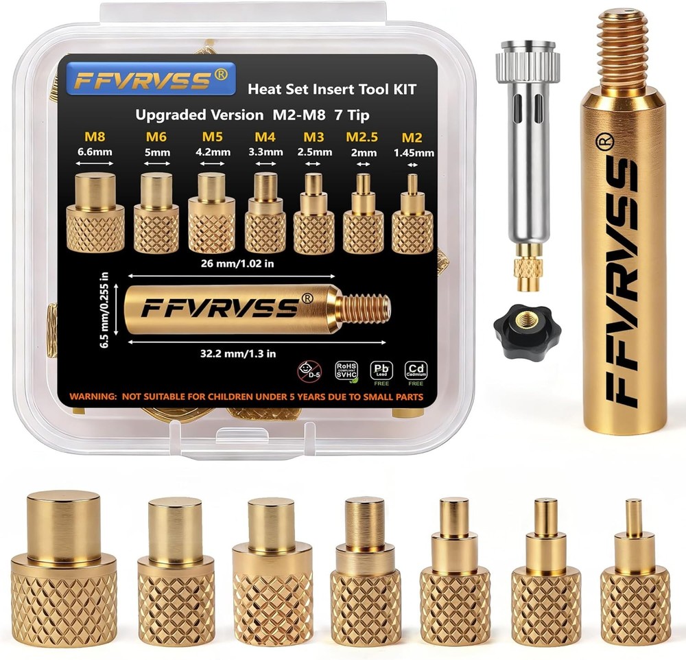 7x Soldering Tips/Heat Set Insert Tips - for Thread Inserts M2 M2.5 M3 M4 M5 M6
