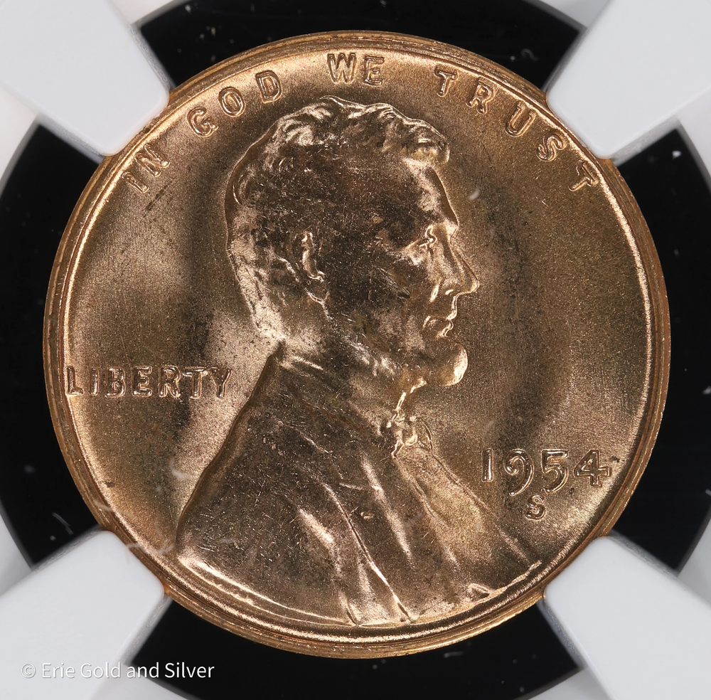 1954 S Lincoln Wheat Cent 1C PCGS MS 66 Red