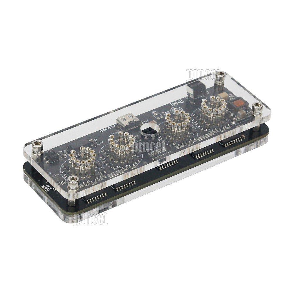 IN-8 4-Digit Advanced Version Nixie Tube Clock w/ LED Backlight Remote Control