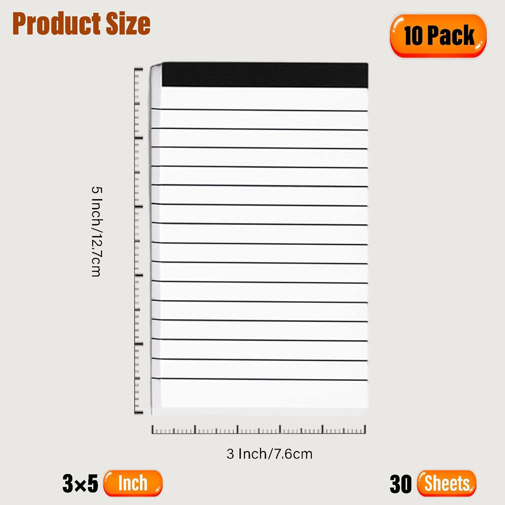 10 Pack 3x5 Inch Small Notepad Refills Memo Pads for Taking Notes Planning