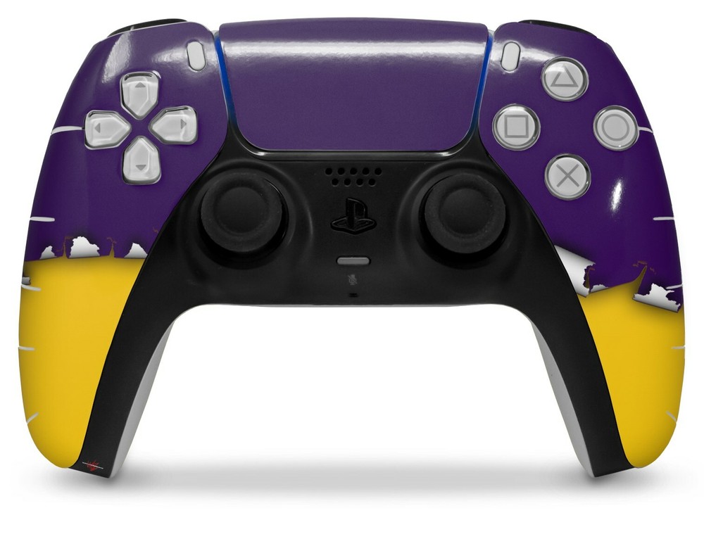 Skin Sony PS5 Controller Ripped Colors Purple Yellow