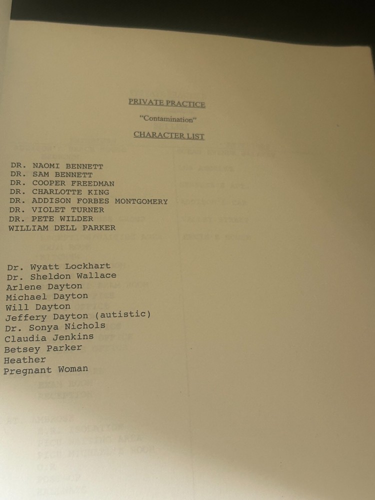 ORIGINAL SCRIPT PRIVATE PRACTICE CONTAMINATION KATE WALSH TIM DALY