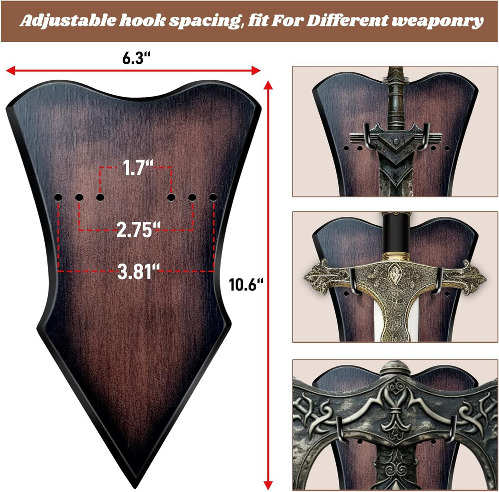Sword Plaque Wall Mount Vertical Display Holder Adjustable Stand for Bow Mediev