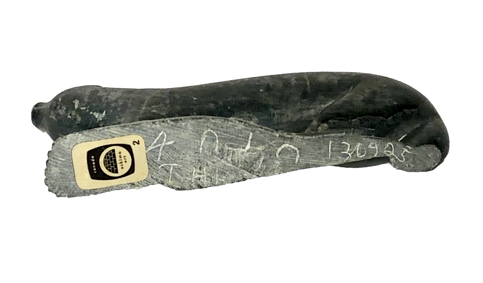 INUIT Eskimo Art Hand Carved Soapstone OTTER Signed Numbered Vintage