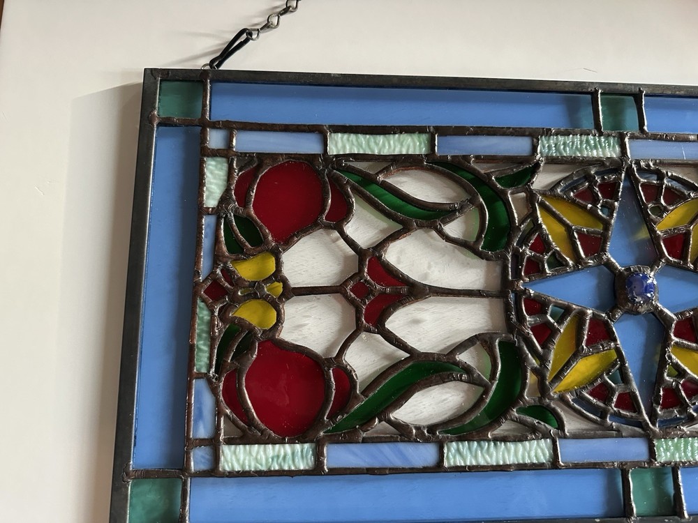 Handcrafted Compass Rose Stained Glass Panel