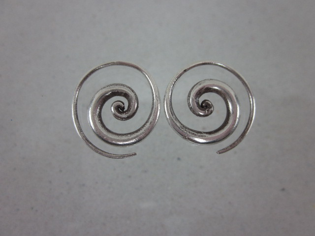 Fine silver earrings solid hill tribe ethno vintage Spirale Argento ORECCHINI
