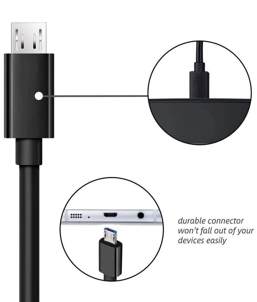 2 Pcs Micro USB Data Cable Cord Charger for Amazon Kindle Fire 2 HD 7 Tablet Bk