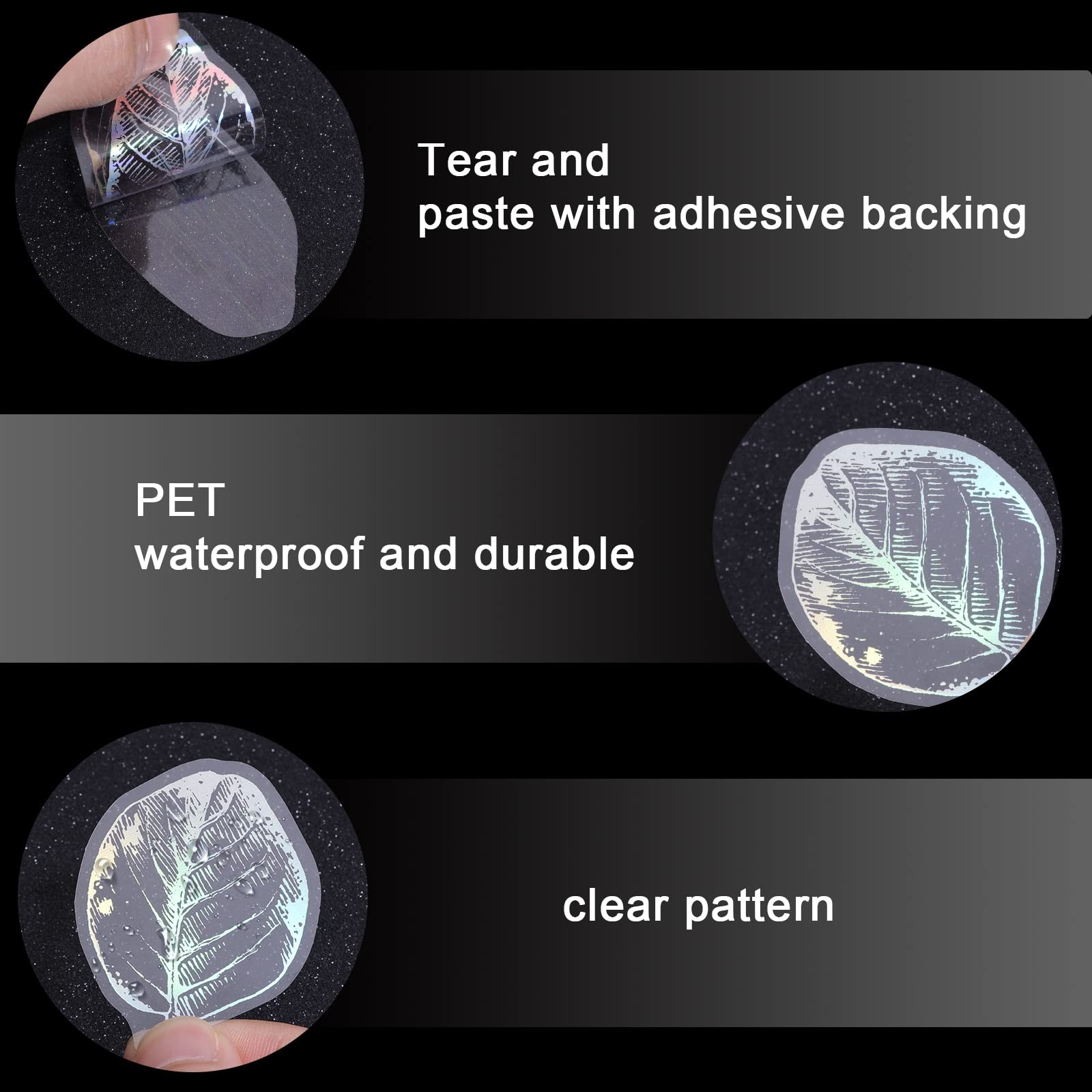 KINBOM Holographic Stickers - 45pcs PET Waterproof Glitter Resin Clear