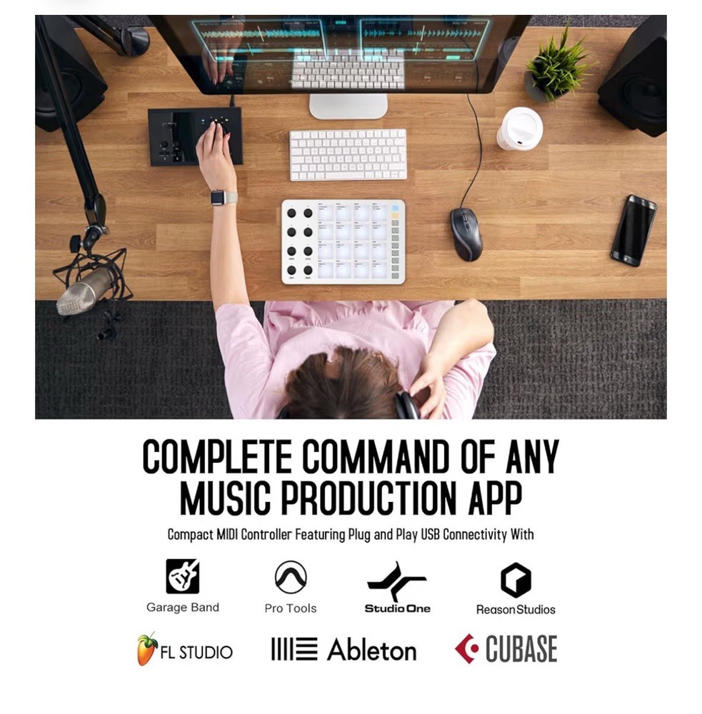 Wireless MIDI Controller Pads, Bluetooth - Black