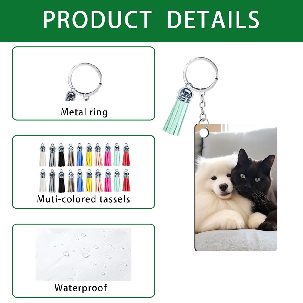 120pcs Sublimation Blanks Keychain Double Side Rectangle Keychains With Tasse...