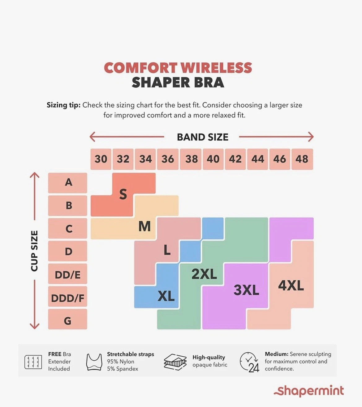 Truekind By Shapermint Women's Daily Comfort Wirefree Shaper Bra 2XL Beige