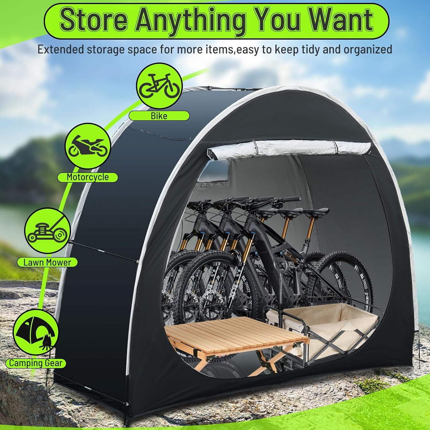 Travel Bike Storage Shed Tent Outdoor Portable Bicycle Storage for 2-4 Bikes NEW