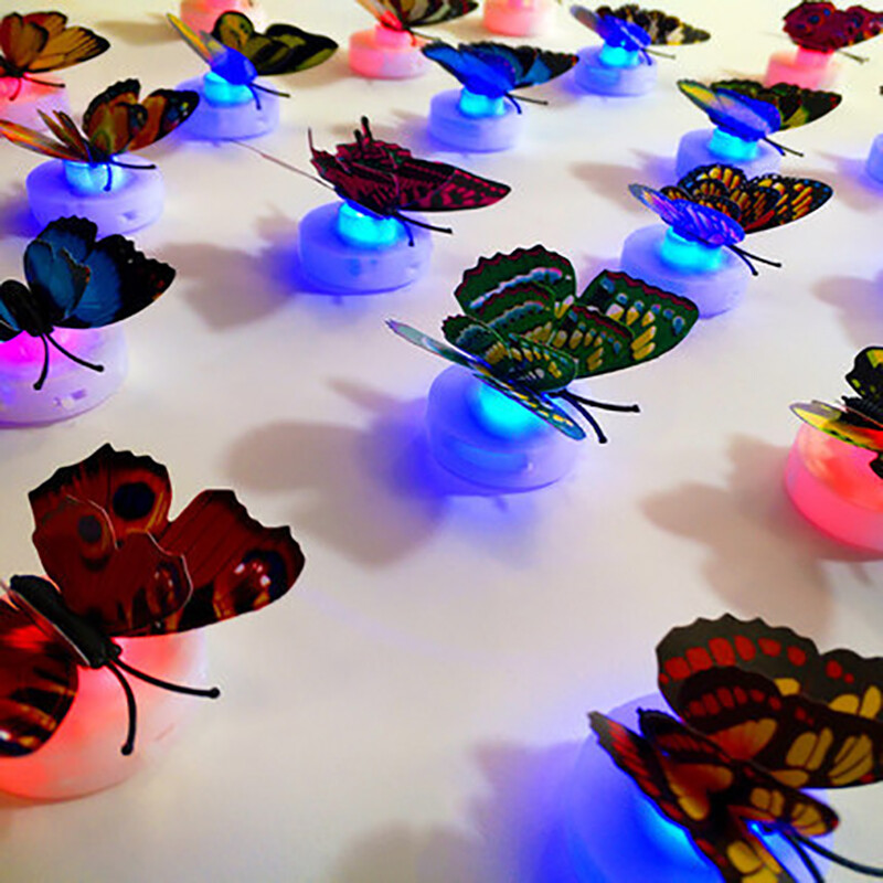 4x Butterfly LED Night Light Creative Glowing Stickable Romantic Wall Lights