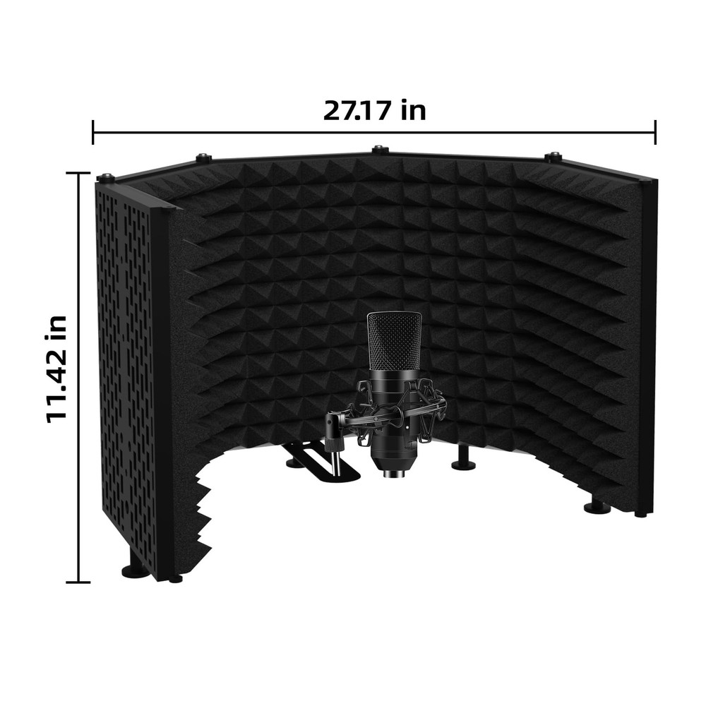 Microphone Isolation Shield – Foldable & Adjustable Soundproof Panel for Reco...