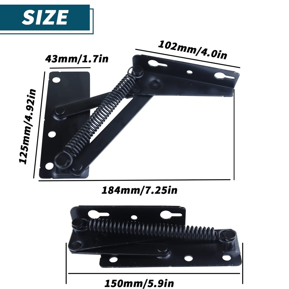 80 Degree Foldable Lifting Bracket - 1 Pair Heavy Duty Spring Hinges widely Used