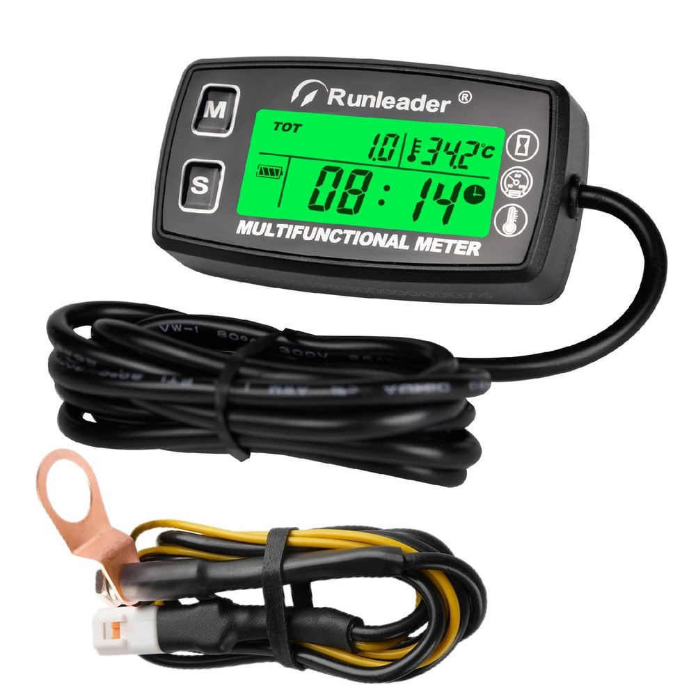 Runleader Digital Tach Hour Meter,Engine Temperature RL-HM035A-TS002