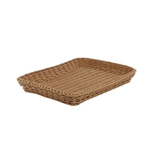 HUBERT Wicker Display Tray, Rectangular Brown Plastic - 13" L x 18 1/2 W x 2 3/8