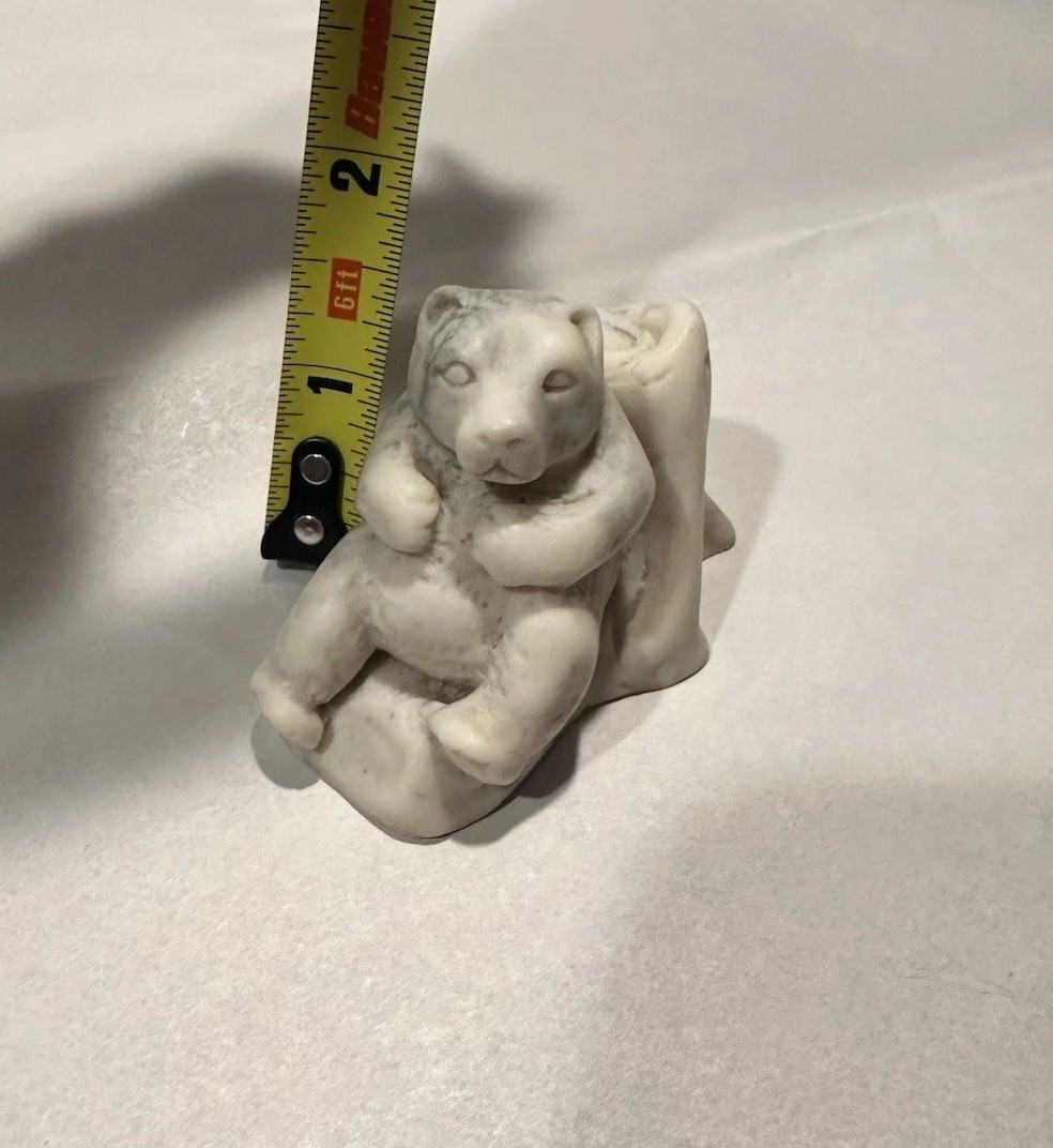 Tiny Vintage Pearlite Marblecraft Polar Bear Figurine Hand Crafted in Canada