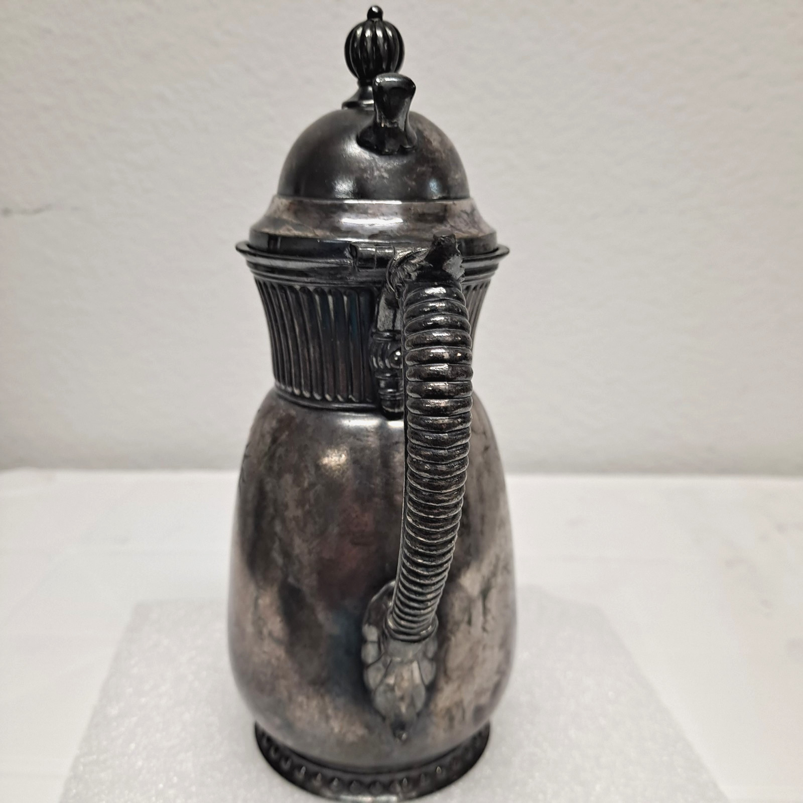 ANTIQUE 1898 VINTAGE QUADRUPLE SILVER PLATED SYRUP PITCHER BY JAMES W. TUFTS