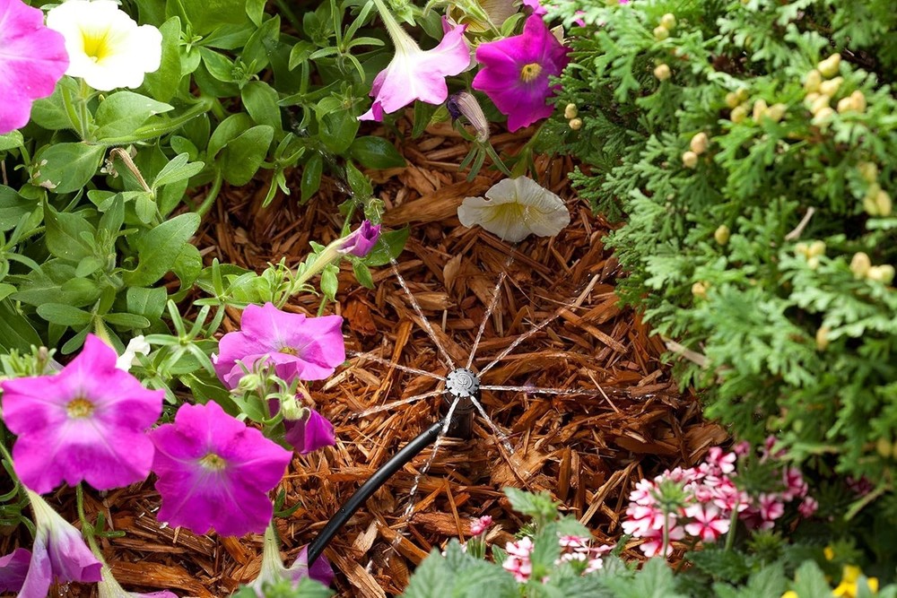 4-Pack Drip Irrigation Micro-Bubblers with 360° Spray, Adjustable 0-3' Distance