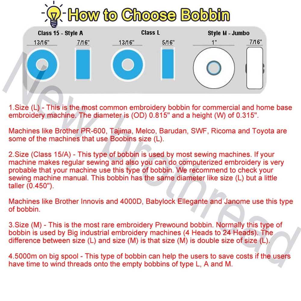 144pcs White 70D/2(60WT) Prewound Bobbin Thread Plastic Polyester