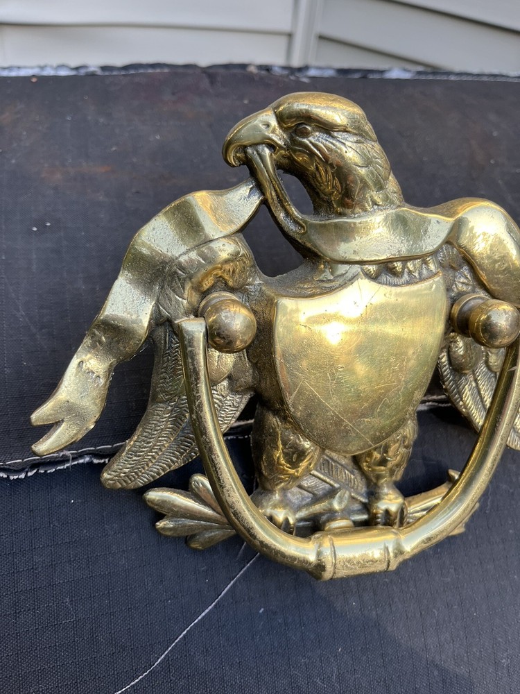 Vintage Solid Brass Heavy American Bald Eagle Door Knocker