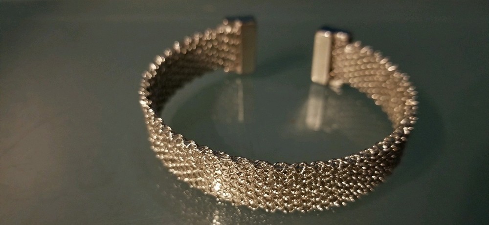 Boho Silvertone Texured Cuff Bracelet