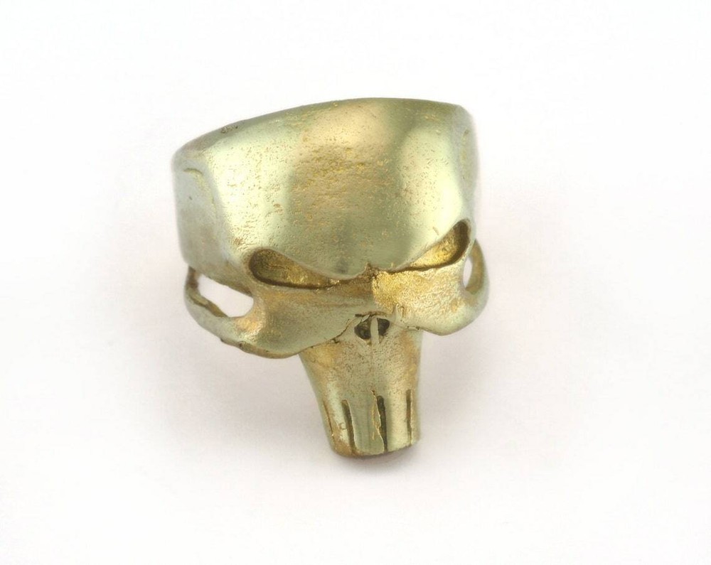 Skull Ring Adjustable Ring Raw Brass (19mm 9US inner size) 2889