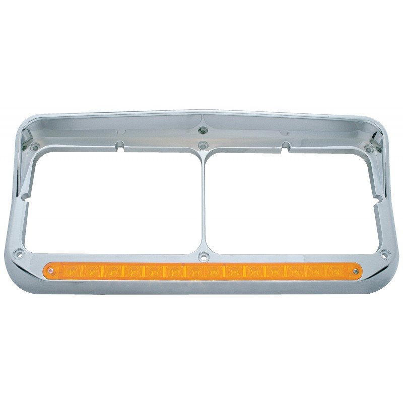 Headlight Bezel Visor Rect Dual Light LED Peterbilt Freightliner Kenworth (SET)