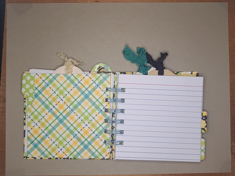 Little cinched journal notebook, Spring, handmade