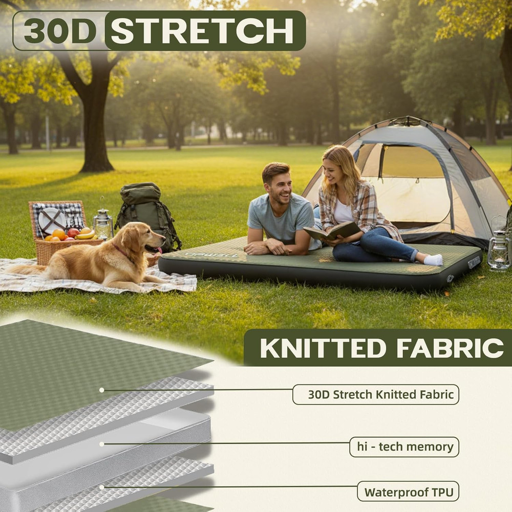 Self Inflating Sleeping Pad 4.5" Thickness Camping Mattress with Solid Foam Doub