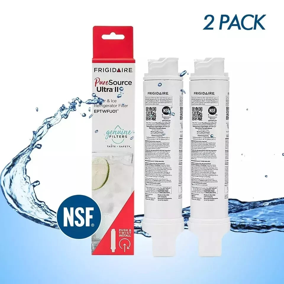2 PACK Fit Frigidaire EPTWFU01 Pure Source Ultra II Refrigerator Water Filter,US