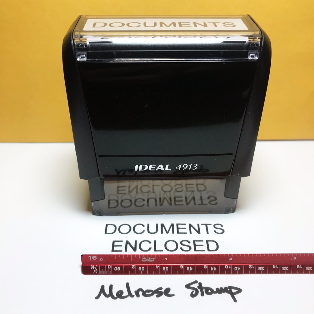 Documents Enclosed Rubber Stamp Self Inking Black Ink Ideal 4913